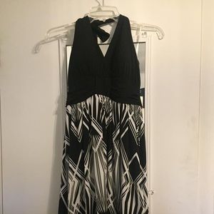 Black and white halter dress